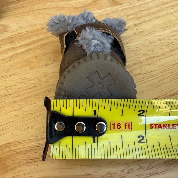 Brown Dog Boots with Gray Fur Trim - Picture 8 of 11